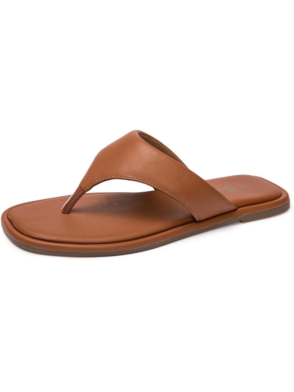 Huayuanwell Tan Leather Flip Flop Sandals